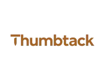 The word "Thumbtack" is displayed in orange lowercase letters on a transparent background.